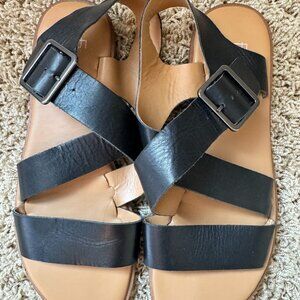 Franco Sarto Women's Leather Strappy Sandals Black. Size 10. Like New.